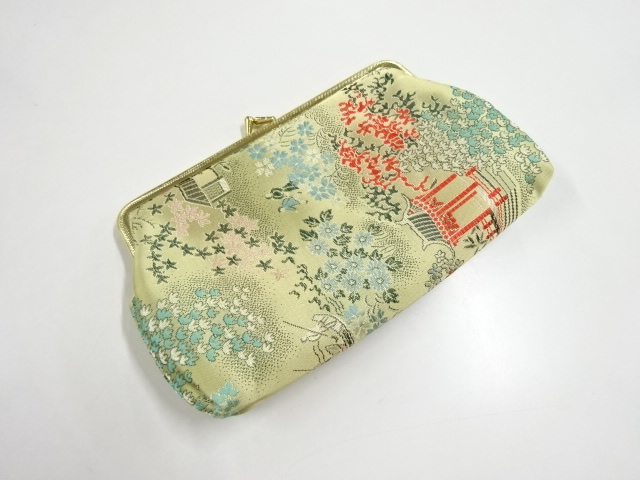 JAPANESE KIMONO / VINTAGE CLASP POUCH / WOVEN SCENERY OF CHINA